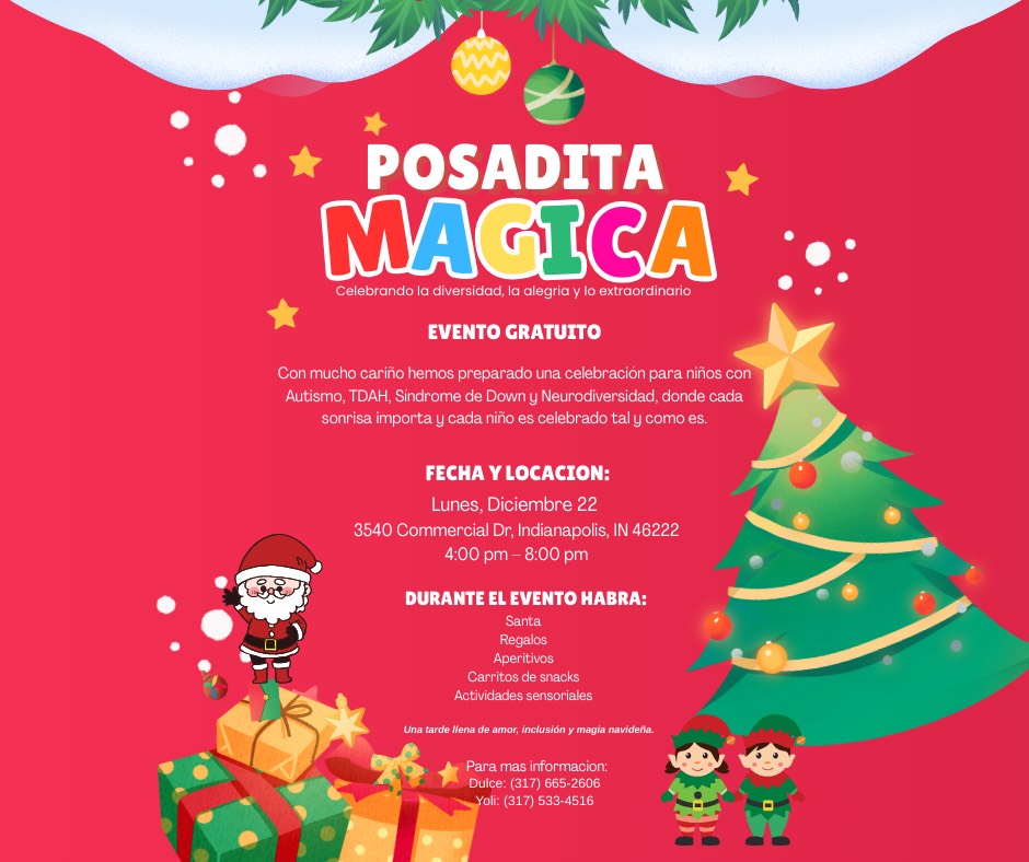 Posadita Mágica inclusiva en Indianapolis para niños con autismo, TDAH y neurodiversidad con Santa y actividades sensoriales